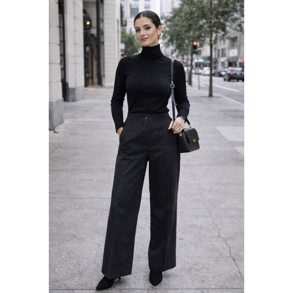 Carlisle Angora Wool Blend Trousers Wide Leg Dress Pants Womens Black Size 16